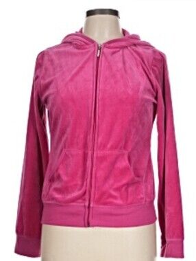 Beta House pink velour zip-up hoodie features a plush fabric and front pockets.
